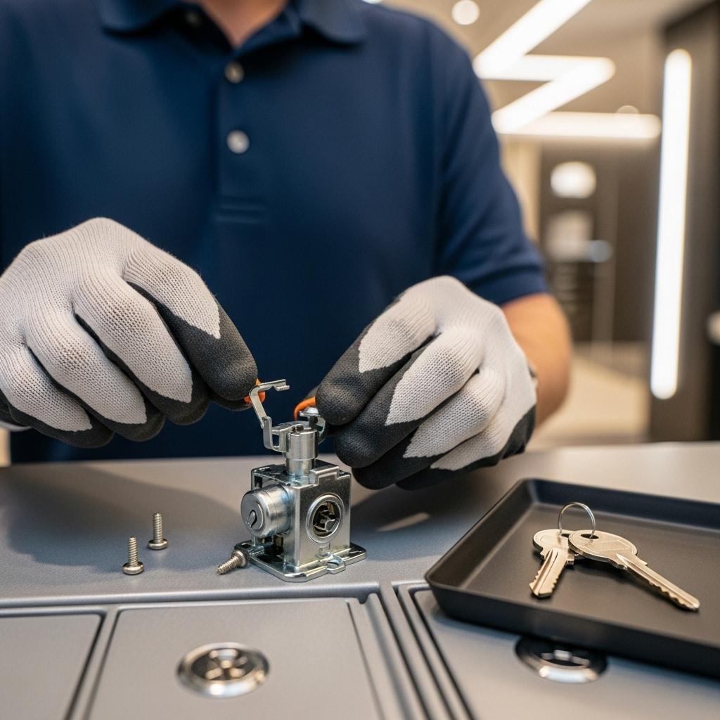 Concierge check‑in and locksmith ID verification at a downtown condo, St. Paul 55101