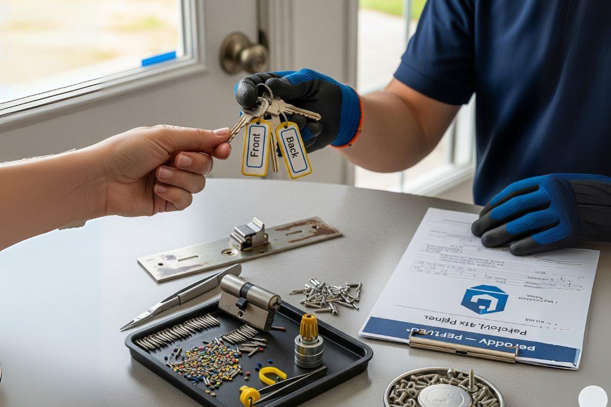 On‑site rekey kit and labeled keys for a West St. Paul home, 55118