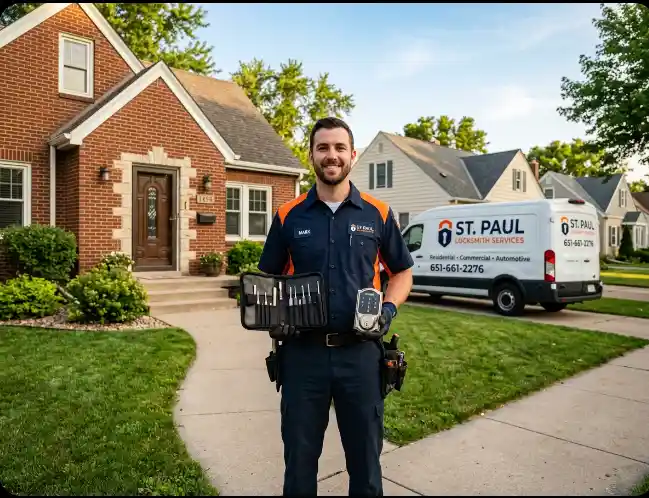 Locksmith St Paul MN professional technician providing fast reliable locksmith services in Saint Paul Minnesota